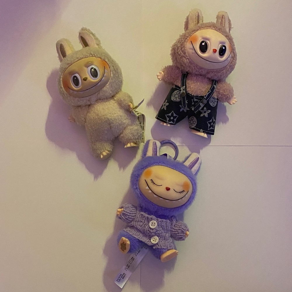 Cute Plush Lafufu Keychain Set